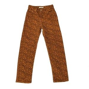 Levi's Premium Wedgie Straight Button Fly Leopard Rust Brown Corduroy Pants 26